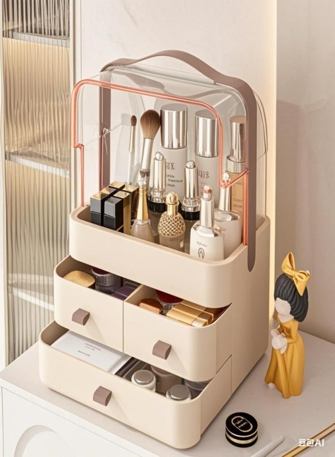 Large-capacity dust-proof cosmetic storage box, light luxury transparent desktop dressing table, skin care lipstick storage rack and organizing box - Image 4