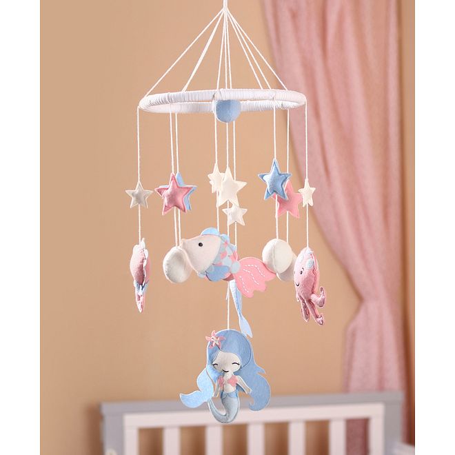 Bonfino Premium Mermaid Hanging Rattle Toy, Entertained During Stroller Ride, Handmade from 100% Cotton Thread, Colourful and Attractive, 0 Months+, 29.2 x 20.3 cm - Multicolour - Image 1