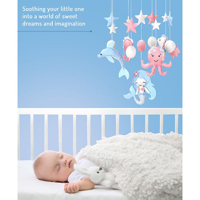 Bonfino Premium Mermaid Hanging Rattle Toy, Entertained During Stroller Ride, Handmade from 100% Cotton Thread, Colourful and Attractive, 0 Months+, 29.2 x 20.3 cm - Multicolour - Image 2