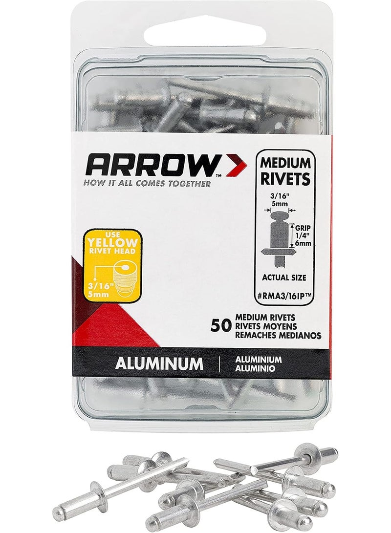 Arrow Arrow Fastener RMA3/16IP Medium Aluminum 3/16-Inch Rivets, 50-Pack  - Image 1