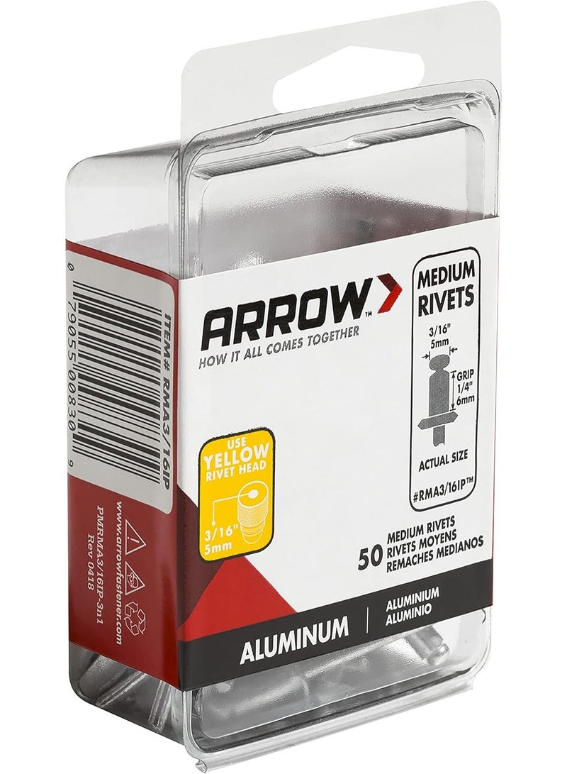 Arrow Fastener RMA3/16IP Medium Aluminum 3/16-Inch Rivets, 50-Pack - Image 2