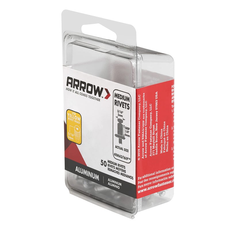 Arrow Fastener RMA3/16IP Medium Aluminum 3/16-Inch Rivets, 50-Pack - Image 3