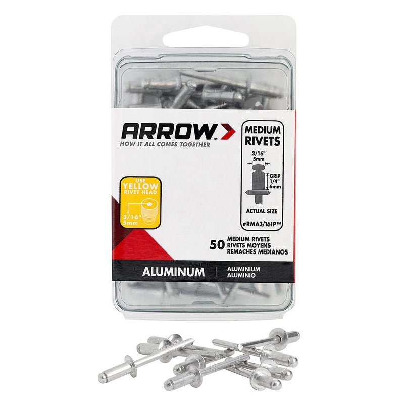 Arrow Fastener RMA3/16IP Medium Aluminum 3/16-Inch Rivets, 50-Pack - Image 1