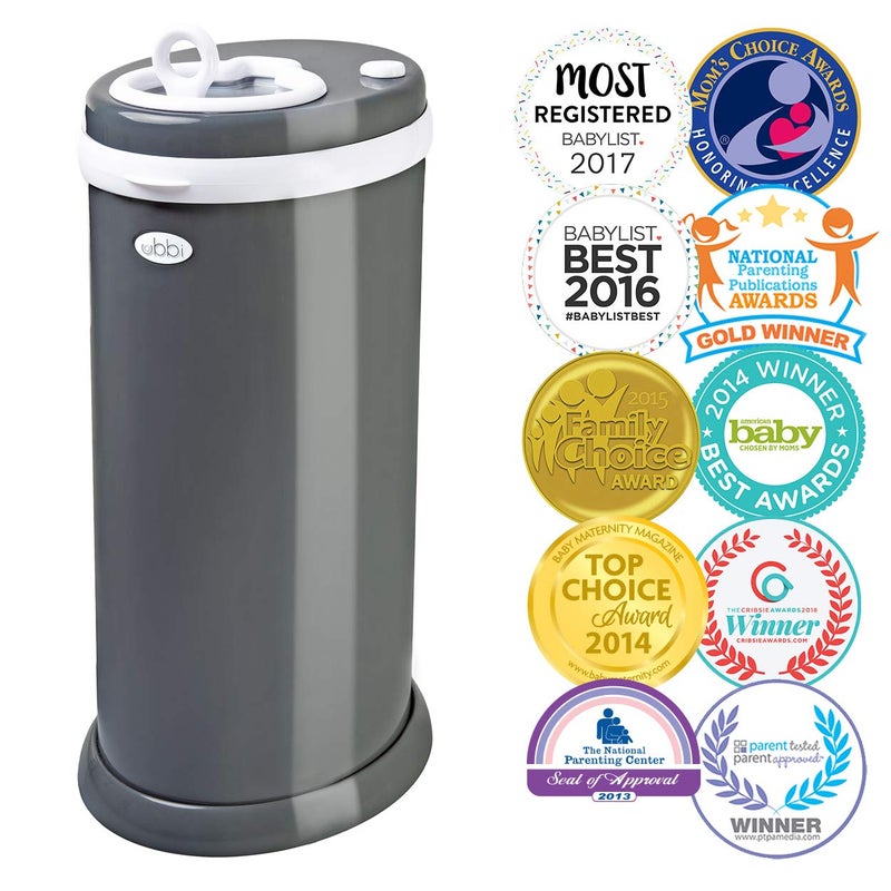 ubbi Ubbi Steel Odor Locking, No Special Bag Required, Money Saving, Modern Design, Registry Must-Have Diaper Pail, Slate  - Image 2
