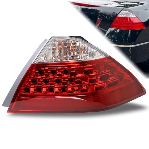 Lathsy Tail Light Compatible With 2006 2007 Honda Accord Sedan Right Passenger Side Taillight W/Bulb W/O LED Board Replace 33550SDAA32 (Red with White Lens Housing) - Image 1