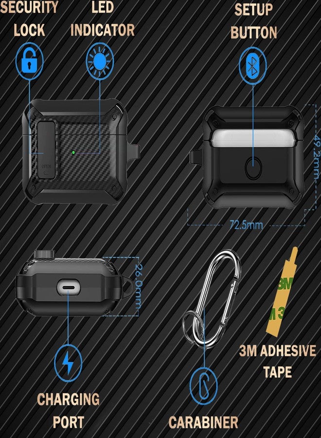 غطاء حماية Olytop لسماعات AirPods Pro من الجيل الثاني/الأول مع قفل (2019/2022/2023)، غطاء متين مزود بقفل لسماعات AirPods Pro من الجيل الثاني/الأول، غطاء واقٍ مقاوم للصدمات لجهاز Apple iPod Pro، أسود - Image 5