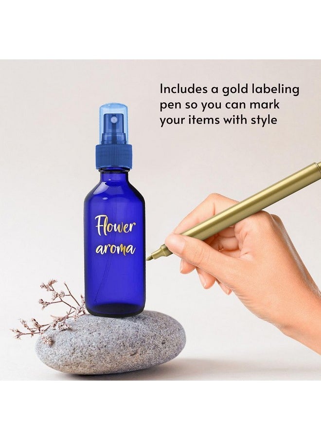 Culinaire 2Oz Glass Spray Bottles For Essential Oils With Gold Pen Marker, Small Fine Mist Spray Bottle, Refillable, For Hair Spray, Essential Oils, Colognes, And Hand Sanitizers, Blue, Pack Of 12  - Image 4