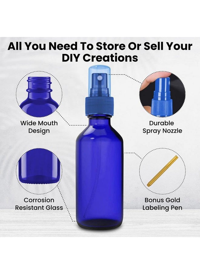 Culinaire 2Oz Glass Spray Bottles For Essential Oils With Gold Pen Marker, Small Fine Mist Spray Bottle, Refillable, For Hair Spray, Essential Oils, Colognes, And Hand Sanitizers, Blue, Pack Of 12  - Image 2