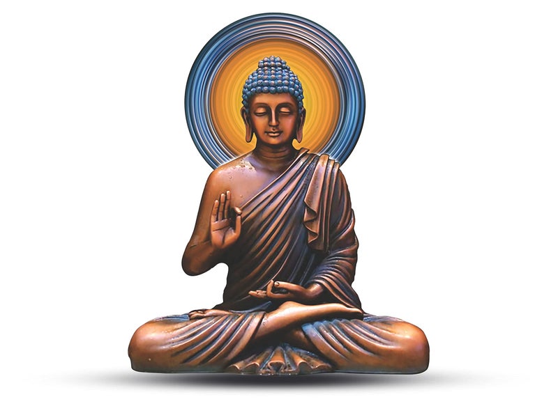 DivineDesigns Vinyl Gautam Buddha Brown Wall Sticker Self-Adhesive Sticker Ideal for Kids Room, Living Room, Bedroom, Office Bedroom, Nursery Wall Decoration (Multicolour, 24 * 20 inches) - Image 2
