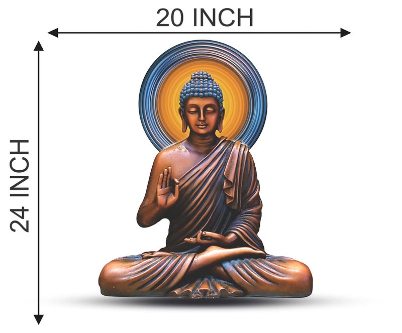 DivineDesigns Vinyl Gautam Buddha Brown Wall Sticker Self-Adhesive Sticker Ideal for Kids Room, Living Room, Bedroom, Office Bedroom, Nursery Wall Decoration (Multicolour, 24 * 20 inches) - Image 3
