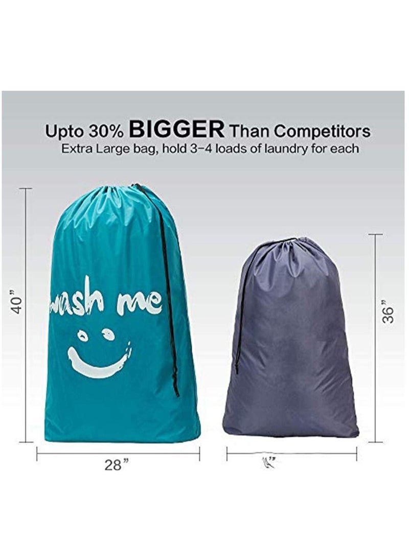 Y&D Wash Me Travel Laundry Bag Machine Washable Dirty Clothes Organizer Large Enough to Hold Loads of Easy-Fit a Hamper or Basket Light Blue and Grey 2 Pack XL  - Image 4