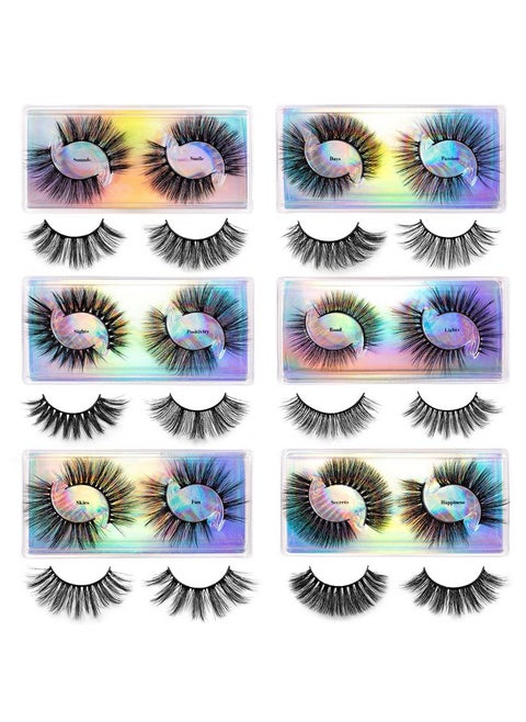 Mink Lashes False Eyelashes 12 Pairs Lashes 12 Styles Mixed Lash Extension False Lashes D Curl Eyelash Clusters Wispy Lashes Natural Look Fluffy Fake Lashes Pack