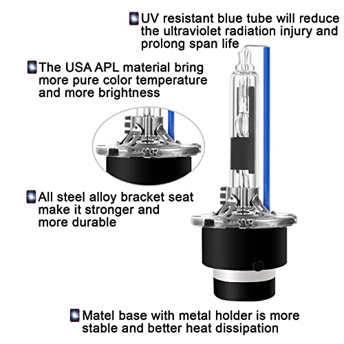 Sinoparcel D2R Xenon HID Headlight Bulbs - 8000K 35W Low Beam 85126UB 66250 85126WX,etc Replacement Lights- Pack of 2 - Image 5