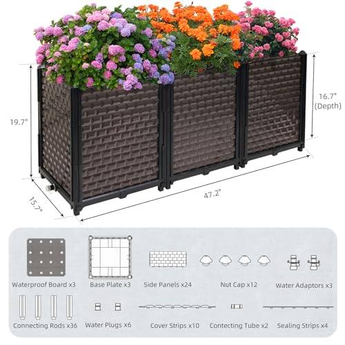 TooCust Large Planters for Outdoor Plants - Deepened 20" H, Raised Beds for Gardening Self Watering, Elevated Planter Box with Legs, Rectangular Garden Planters for Outdoor Plants Flowers, 47.2"L x 15.7"W - Image 5