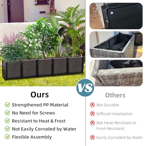 TooCust Large Planters for Outdoor Plants - Deepened 20" H, Raised Beds for Gardening Self Watering, Elevated Planter Box with Legs, Rectangular Garden Planters for Outdoor Plants Flowers, 47.2"L x 15.7"W - Image 3