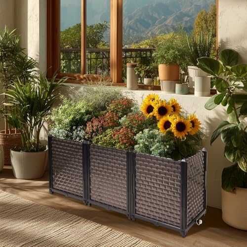 TooCust Large Planters for Outdoor Plants - Deepened 20" H, Raised Beds for Gardening Self Watering, Elevated Planter Box with Legs, Rectangular Garden Planters for Outdoor Plants Flowers, 47.2"L x 15.7"W - Image 2