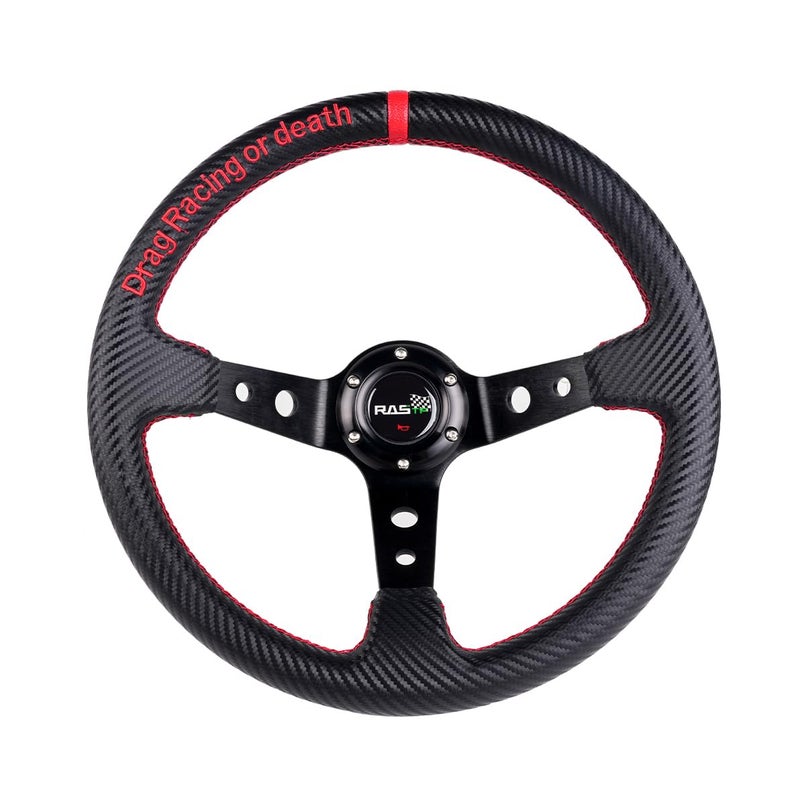 RASTP Deep Dish Carbon Fiber Racing Wheel, 345mm 6-Bolt Universal Steering Wheel - Image 1