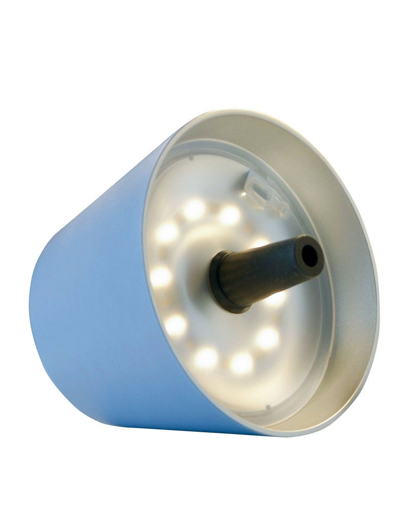 Sompex مصباح طاولة الزجاجة Sompex Top 2.0 بتشطيب مطفي | مصباح LED أنيق قابل لإعادة الشحن | تصميم عصري، لاسلكي ومحمول | مثالي للاستخدام الداخلي والخارجي | إعدادات إضاءة قابلة للتعديل | 12.5x11 سم - أزرق - Image 1