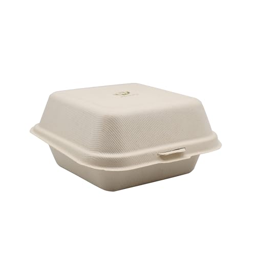 Adaamya® 25 Pcs Bio Degradable Bagasse Compostable Takeaway Disposable Food Burger Box - Light Brown (25) - Image 5
