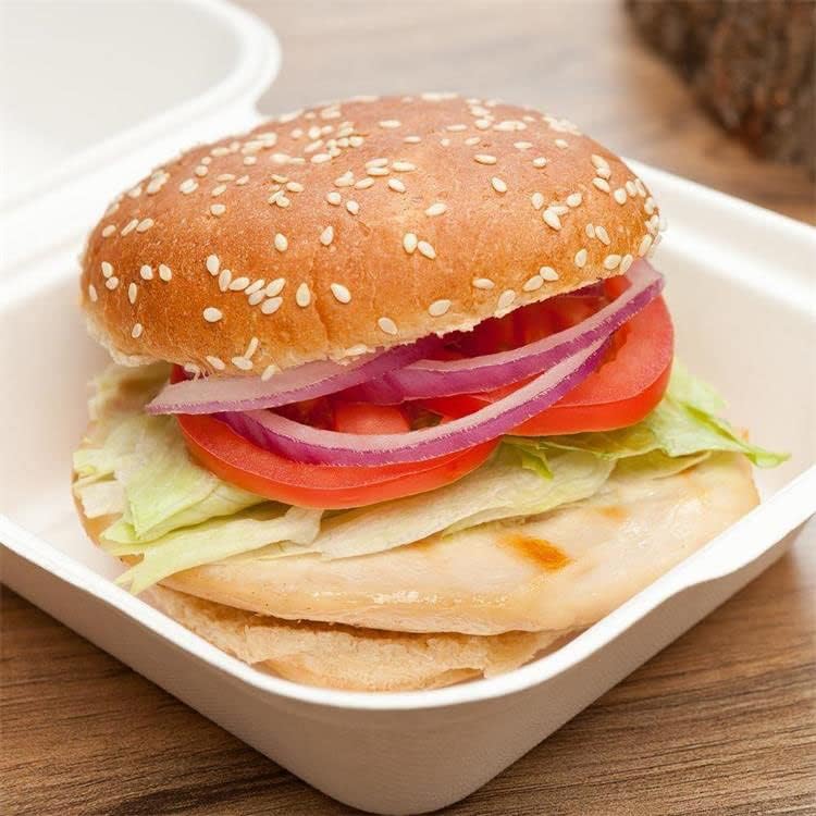 Adaamya® 25 Pcs Bio Degradable Bagasse Compostable Takeaway Disposable Food Burger Box - Light Brown (25) - Image 3