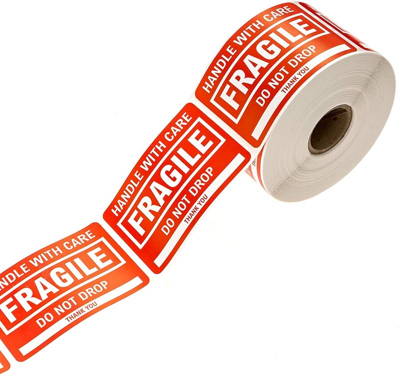 SBlabels Fragile Labels / 500 Handle with Care Shipping Warning Notice Stickers / 2" x 3" Caution Do Not Drop Packing Labels/Made in The USA - Image 1