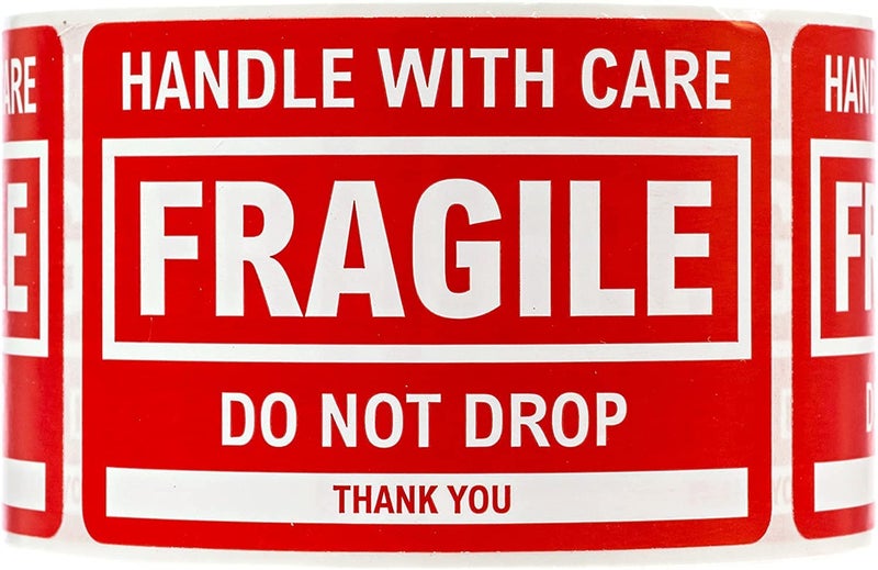 SBlabels Fragile Labels / 500 Handle with Care Shipping Warning Notice Stickers / 2" x 3" Caution Do Not Drop Packing Labels/Made in The USA - Image 3
