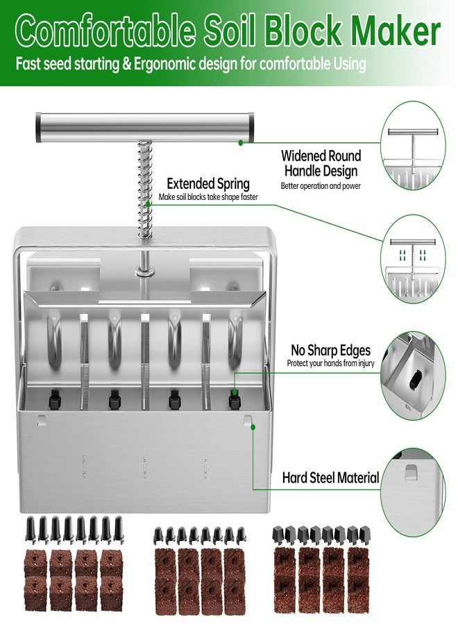 NVRGIUP Soil Blocker, 8 Cell Soil Block Maker 2 Inch with 3 Sizes Seed Pins, 2024 Seed Handheld Block Maker with Comfortable Handle, Garden Blocking Tools for Seedings, Cuttings, Greenhouses - Image 3