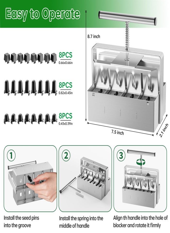 NVRGIUP Soil Blocker, 8 Cell Soil Block Maker 2 Inch with 3 Sizes Seed Pins, 2024 Seed Handheld Block Maker with Comfortable Handle, Garden Blocking Tools for Seedings, Cuttings, Greenhouses - Image 4