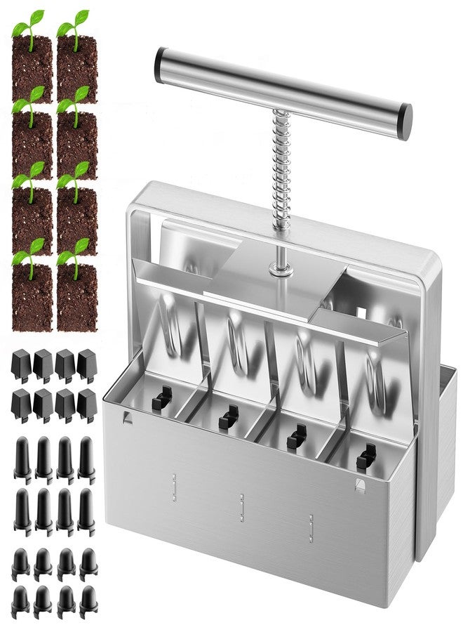 NVRGIUP Soil Blocker, 8 Cell Soil Block Maker 2 Inch with 3 Sizes Seed Pins, 2024 Seed Handheld Block Maker with Comfortable Handle, Garden Blocking Tools for Seedings, Cuttings, Greenhouses - Image 1
