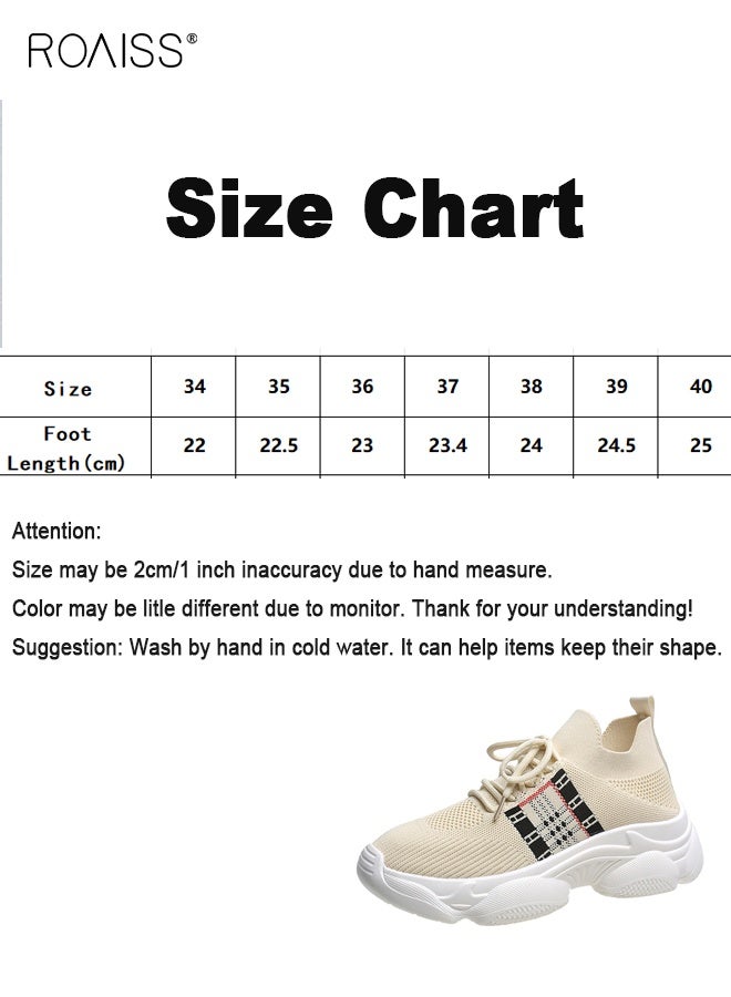 رويس أحذية أنيقة سميكة للنساء، أحذية رياضية منخفضة الرقبة للسيدات، أحذية رياضية خفيفة الوزن ومسامية مع جزء علوي شبكي ونعل سميك مانع للانزلاق، مناسبة للارتداء اليومي والأنشطة الخارجية - Image 5