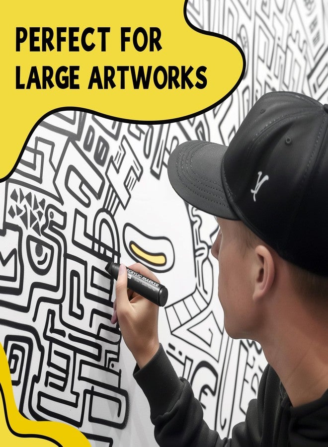 SRUOLOC 3 Jumbo Permanent Markers Black, 15mm Thick Wide Tip, Large Acrylic Paint Markers for Rock Painting, Poster, Graffiti, Stone, Ceramic, Glass, Wood, Canvas - Image 4