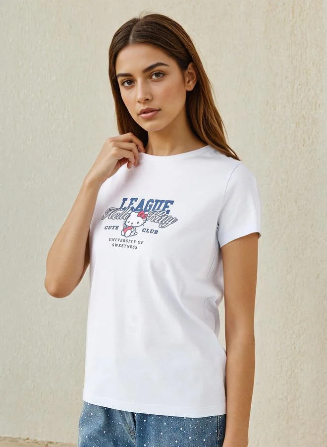 SP Characters Hello Kitty Print Crew Neck T-shirt