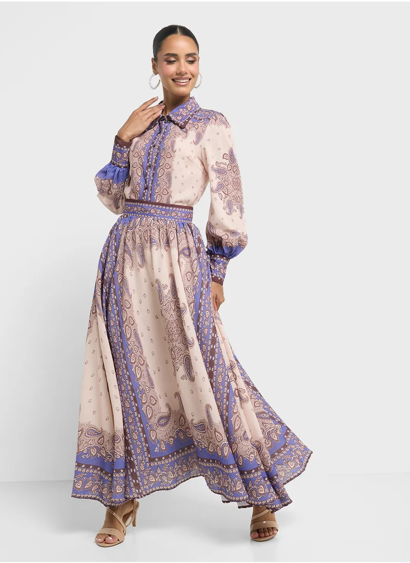 خزانة Printed Top & Skirt Set