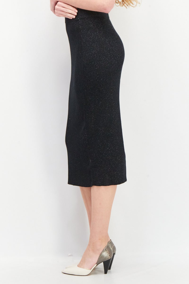 ESPRIT تنورة ميدي محبوكة معدنية للنساء، سوداء - Image 2
