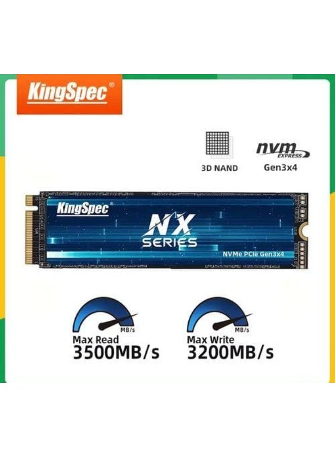 كينجس بيك محرك أقراص KingSpec 1TB M.2 NVMe SSD Gen3x4 – سلسلة NX عالية السرعة داخلي مع ذاكرة فلاش ثلاثية الأبعاد NAND لأجهزة الكمبيوتر المكتبية والمحمولة - Image 1