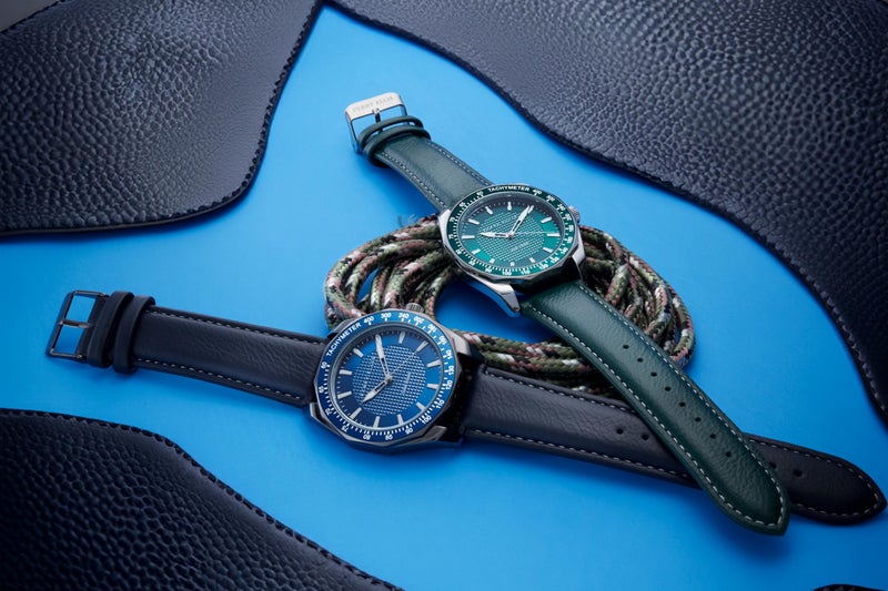 Perry Ellis Solar Powered Mens Watch | Vegan Leather Water-Resistant Analog Wrist Watches for Men | 42mm Case | Aluminum Tachymeter Bezel | Elegant Gift for Man (Navy) - Image 5