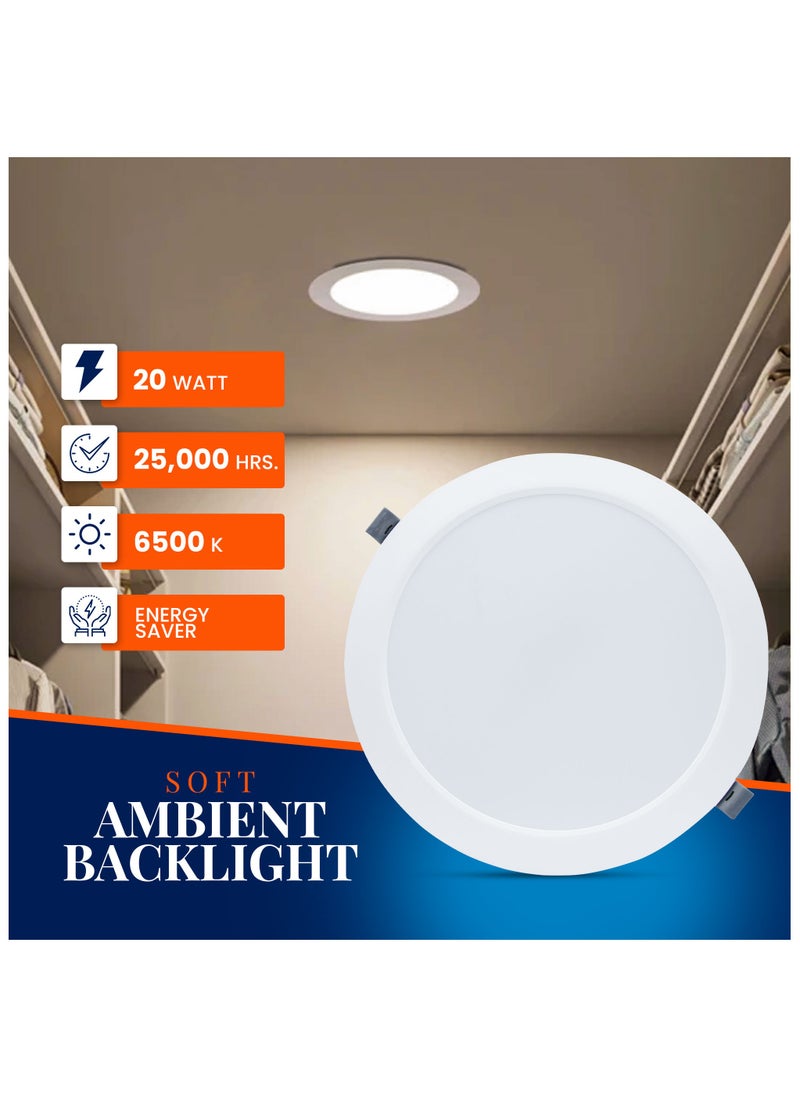 Duravel Duravel 20W Super Bright LED Round Recessed Ceiling Panel Light, 9 inch, Ultra-Slim Downlight Flat Panel Lamp Daylight White  - Image 4