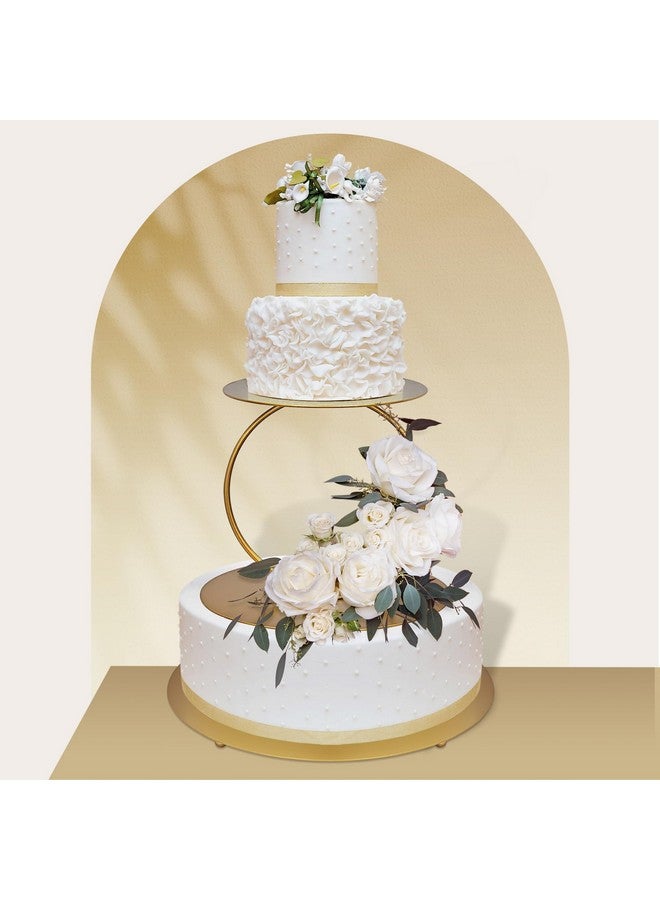 NWK 12inch to 4inch 2 Piece Gold Metal Tired Floating Cake Stand Spacer Round Decorating Display Riser Pastry Holder for Wedding Birthday Anniversary Party for Centerpiece for Dessert Table (12inch) - Image 2