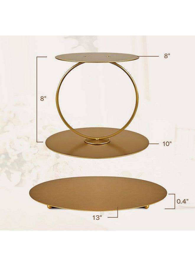 NWK 12inch to 4inch 2 Piece Gold Metal Tired Floating Cake Stand Spacer Round Decorating Display Riser Pastry Holder for Wedding Birthday Anniversary Party for Centerpiece for Dessert Table (12inch) - Image 3