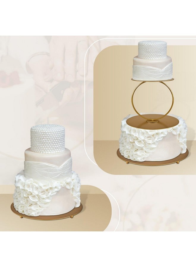 NWK 12inch to 4inch 2 Piece Gold Metal Tired Floating Cake Stand Spacer Round Decorating Display Riser Pastry Holder for Wedding Birthday Anniversary Party for Centerpiece for Dessert Table (12inch) - Image 4