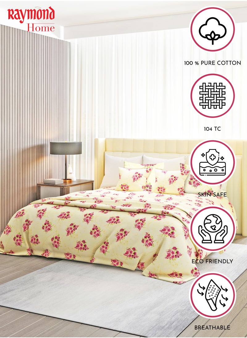 Raymond Raymond Home Queen Flat Sheet Bedsheet 104 Thread Count Luxirious Mercerised 100% Cotton Bedding Printed Pre Shrunk Percale Finish Skin Safe Bed Linen and 2 Pillow Case - Wine (224 * 254 CM)  - Image 3