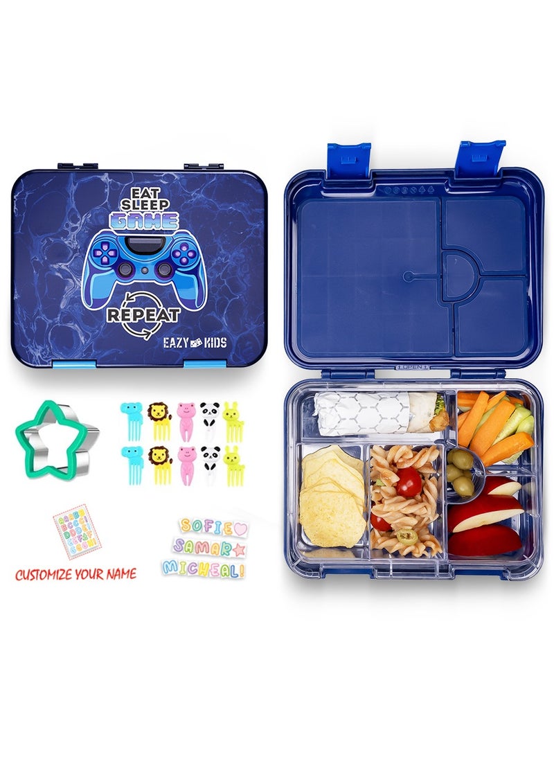 Eazy Kids - Eazy Kids Bento Box wt Insulated Lunch Bag & Cutter Set -Combo - Eat Sleep Game Blue - Image 1