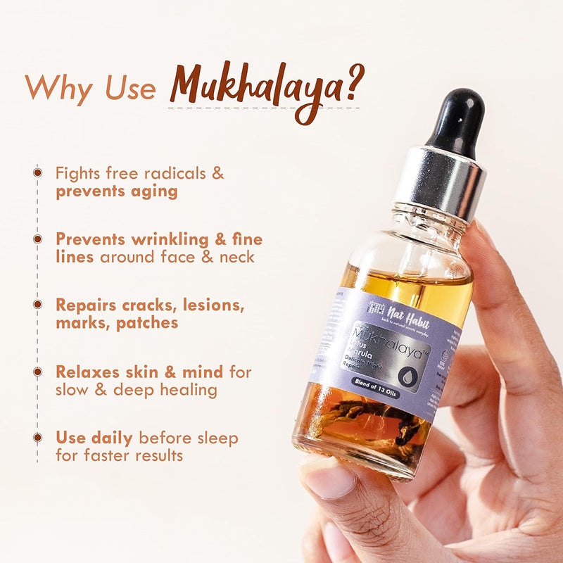 Nat Habit Nat Habit Lotus Marula Mukhalaya Face Oil For Women Night Healing Skin Repair with Blend of 13 Cold Pressed Oils Natural Face Care15ml  - Image 4