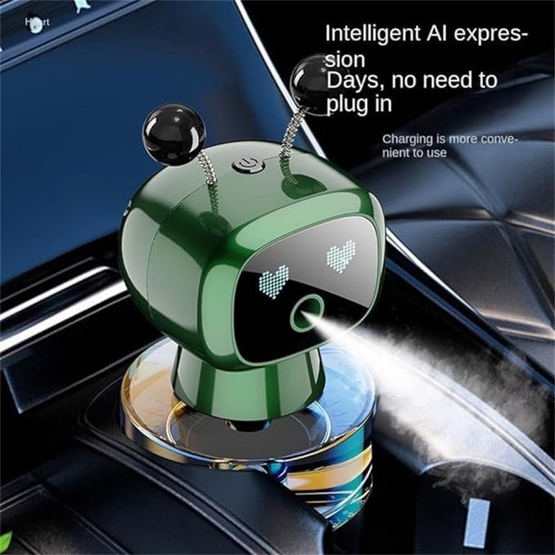 Azonee Smart Robot Car Aroma Diffuser, Car Perfume Essential Oil Diffuser, Aromatherapy Car Perfume with Gardenia Scent, Robot Shape Air Freshener, Green - Image 3