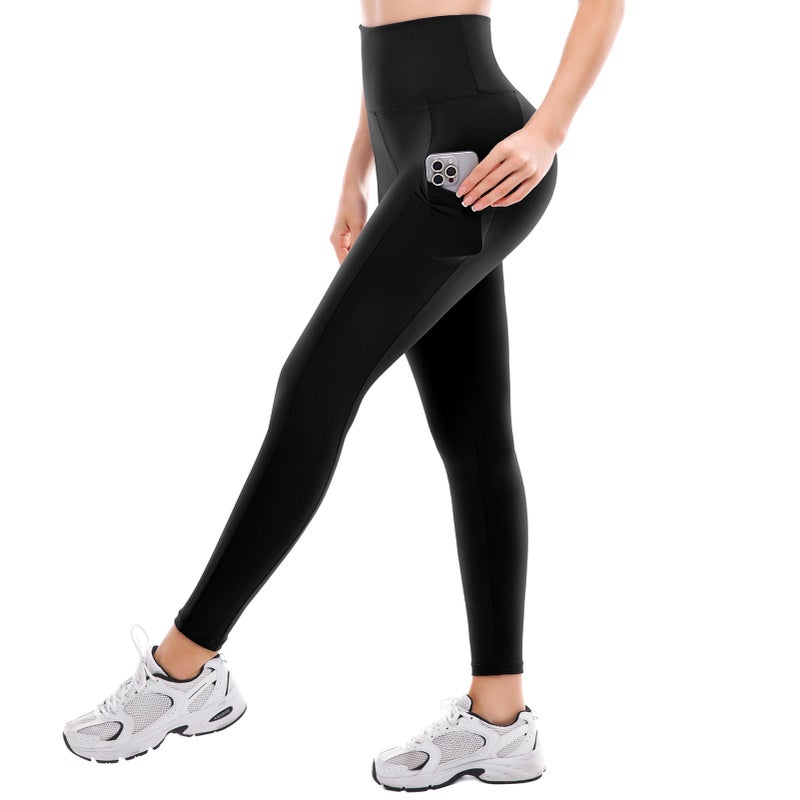 Fawarior High Waisted Leggings for Women, Buttery Soft Workout Yoga Leggings with Pockets Black SM - Image 1