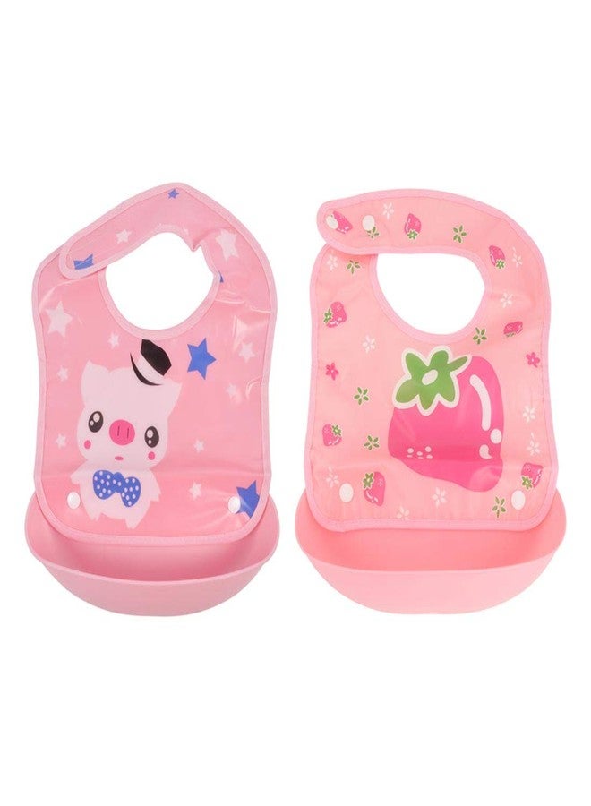 Yellow Bee Easy Clean Bib with Crumb Collector, Pink - Pack of Two - Image 1