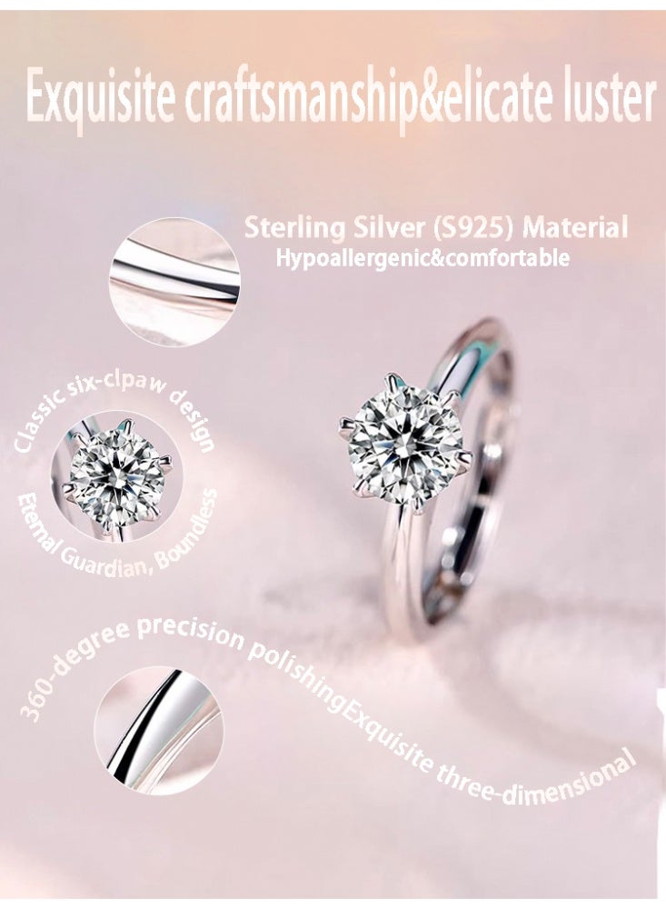 Field 2 Carat Moissanite Women's Ring , wedding ring,engagement ring, S925 Rhodium Plated ,Adjustable Size , Luxury Gift Box , Ready to Gift - Image 3