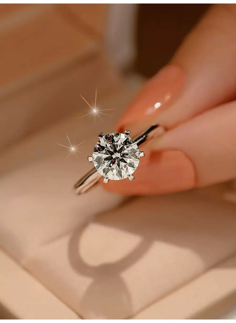 Field 2 Carat Moissanite Women's Ring , wedding ring,engagement ring, S925 Rhodium Plated ,Adjustable Size , Luxury Gift Box , Ready to Gift - Image 4