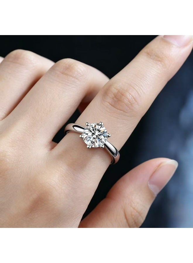 حقل خاتم نسائي من موسانيت 2 قيراط، خاتم زفاف، خاتم خطوبة، مطلي بالروديوم من عيار 925، مقاس قابل للتعديل، صندوق هدايا فاخر، جاهز للإهداء - Image 5