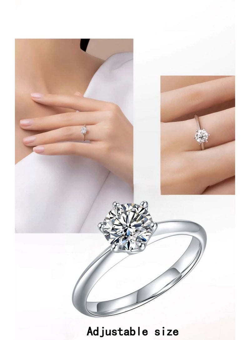 Field 2 Carat Moissanite Women's Ring , wedding ring,engagement ring, S925 Rhodium Plated ,Adjustable Size , Luxury Gift Box , Ready to Gift - Image 5